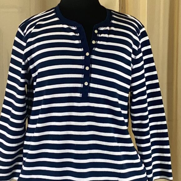 Karen Scott Women Blouse Stripes Size ML - Picture 3 of 10